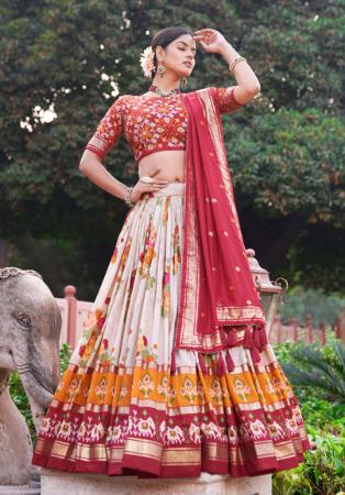 Picture of Stunning Silk Indian Red Lehenga Choli