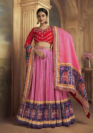 Picture of Taking Silk Pale Violet Red Lehenga Choli