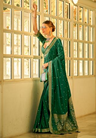 Picture of Fascinating Satin & Silk Dark Green Saree