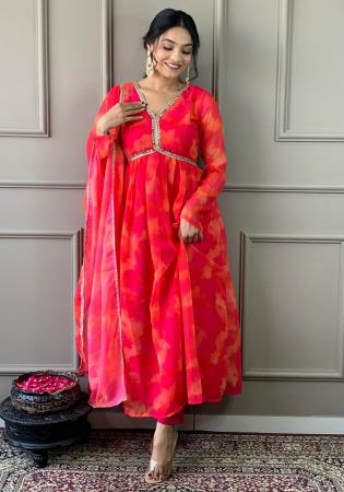 Picture of Beautiful Chiffon Red Readymade Salwar Kameez