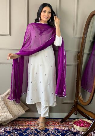 Picture of Enticing Chiffon Off White Readymade Salwar Kameez
