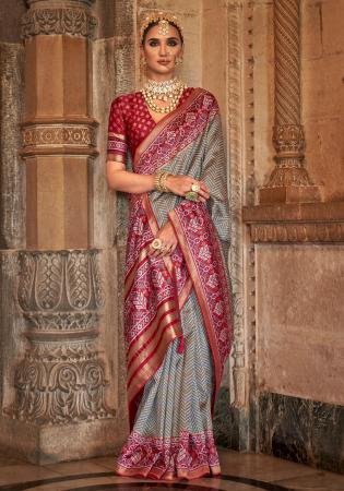Picture of Comely Silk Dark Grey Saree