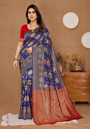 Picture of Excellent Silk Navy Blue Saree